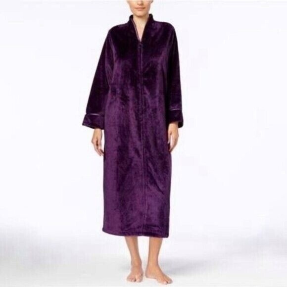Charter Club Intimates Cozy Plush Fleece Bath Robe Full Zip Purple Sz Small - Picture 1 of 10